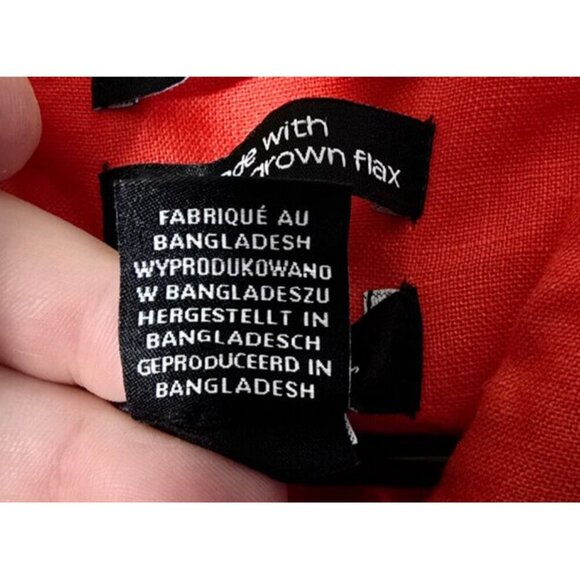 Jones & Co Linen Blouse Women XL Red Button Pockets Long Sleeve Breathable Woven - Picture 8 of 15